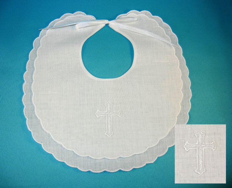 Linen/cotton blend Bib w/ Cross